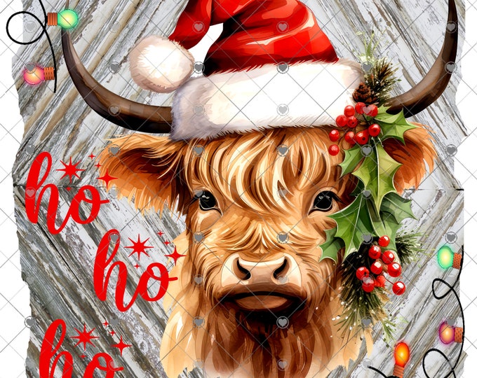 Highland Cow Christmas, sublimation transfer or White Toner Transfer