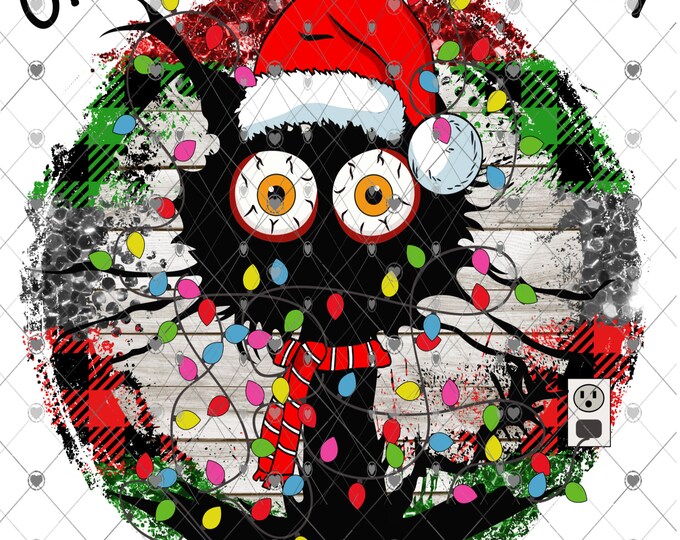 On the Naughty List, Crazy Cat with Lights Christmas Design, Funny Christmas, Digital Download, Shirt Design, Png, digital download, png