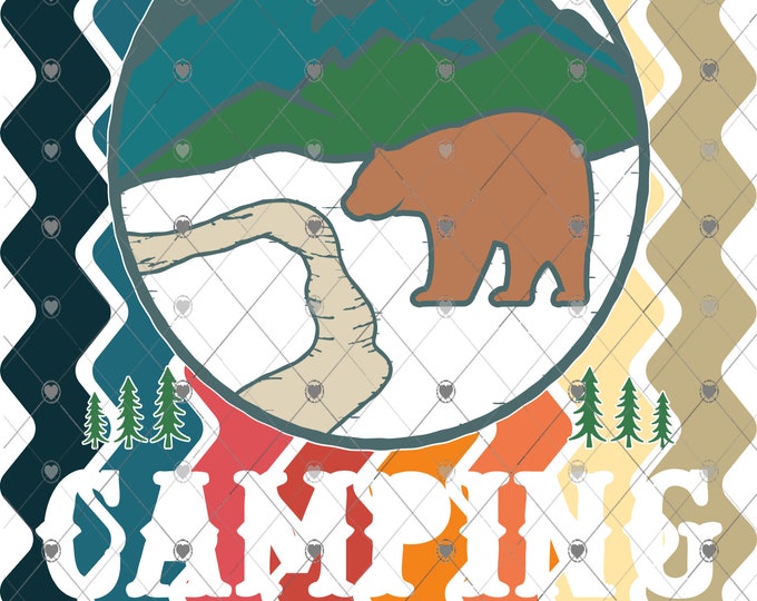 Camping Life, Bear and mountains design, shirt design, digital download, Png file