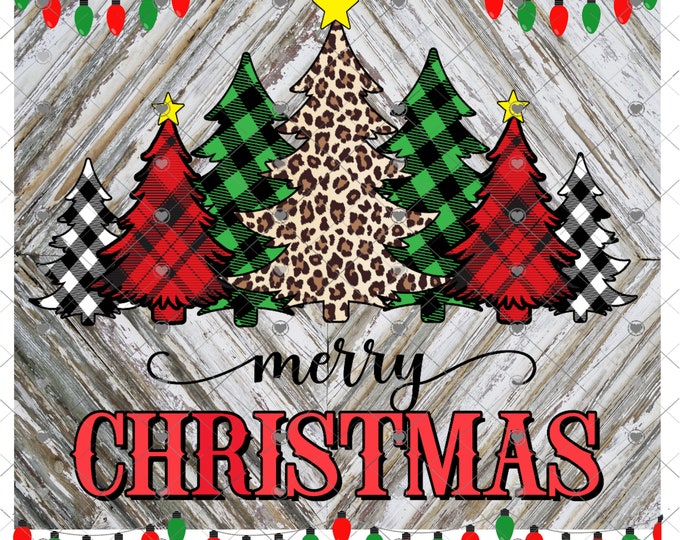 Merry Christmas, Plaid and Leopard Print Christmas Trees design, Png, digital download, png, sign png