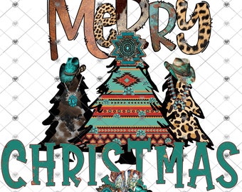 Joyeux Noël, arbres occidentaux, turquoise et bottes, téléchargement numérique, conception de chemise, plaque de porte Png, téléchargement numérique, fichier png