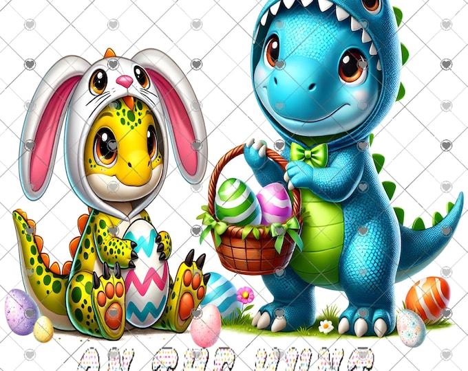 On the Hunt, Dinosaurs, T Rex in Easter Costume sublimation print, design, png, clipart