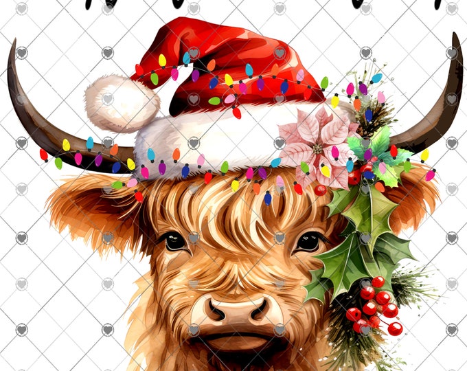 Holy Cow Christmas is Coming, Highland cow, 2 versions, Christmas Download, Shirt Design, Png, digital download, png, sign png