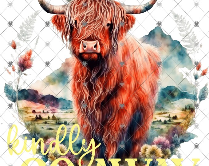 Kindly Go Away, Highland Cow digital design, funny shirt design, digital download, Png file