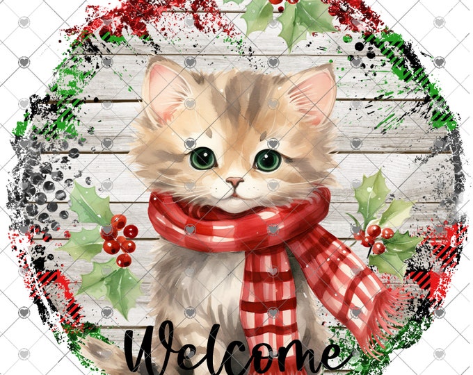 Welcome Sign, Cute Kitten, Christmas Download, Shirt Design, Png, digital download, png, sign png