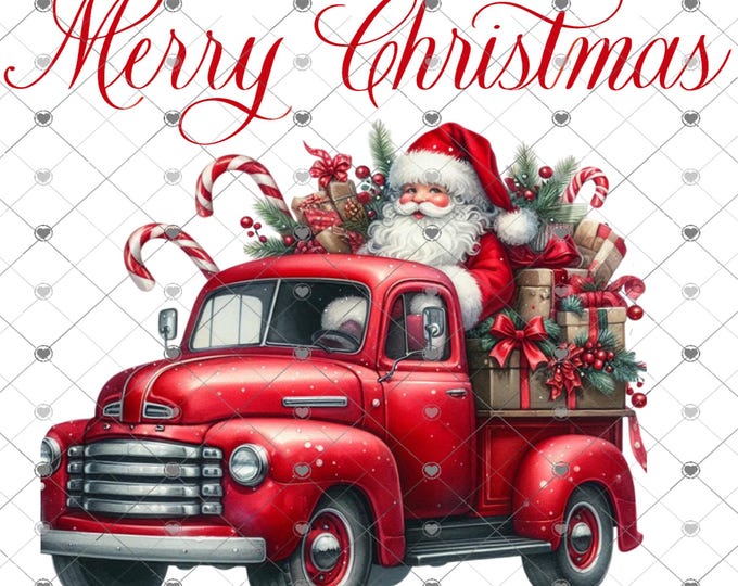 Santa in a Vintage Truck Christmas design, Digital Download, Shirt Design, digital download, png file