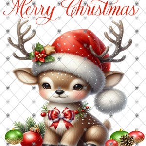 Merry Christmas, Baby Reindeer with Santa Hat Christmas Download, Shirt Design, Png, digital download, png