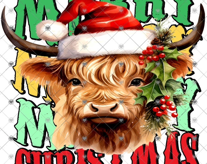 Highland Cow Christmas design, Christmas Download, Shirt Design, Png, digital download, png, sign png