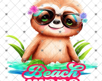 Beach Vibes Lenistwo chlapiące wodą, projekt letni dla dzieci, zabawny projekt koszulki, pobieranie cyfrowe, plik PNG