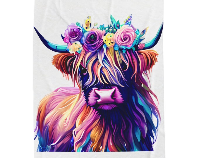 Adorable Highland Cow Velveteen Plush Blanket