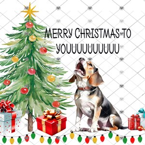 Vrolijk kerstfeest voor Youuuuuu, huilende beagle, grappige kerstdownload, shirtontwerp, png, digitale download, png