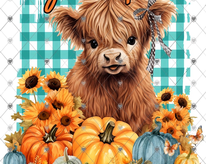 Hey Pumpkin Highland Cow with Pumpkins Fall png, Fall Shirt Design, Digital Download, png file, fall flag png