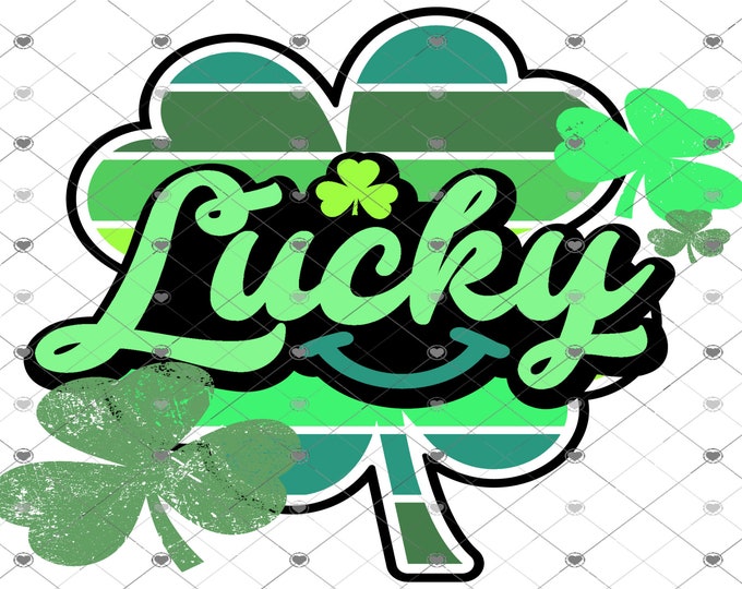 Lucky, Shamrocks, distressed St. Patrick's Day shirt Png, download, digital download