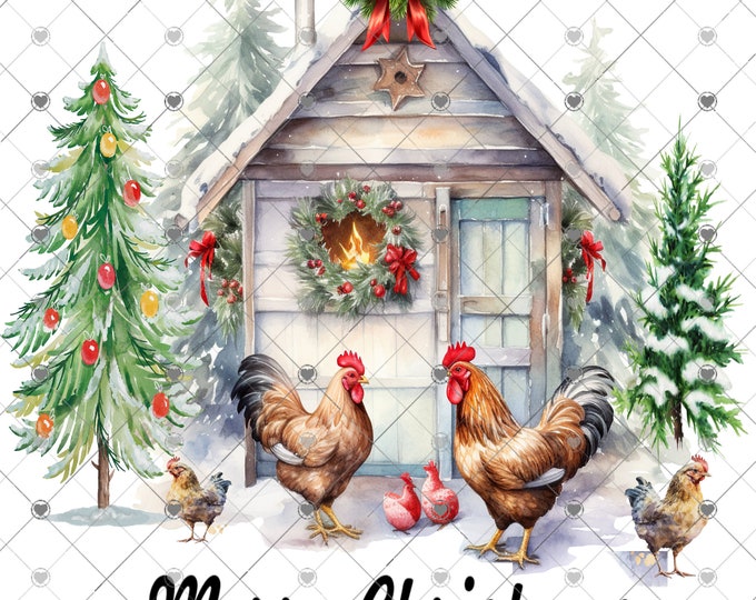 Merry Christmas, Chicken Christmas, Farm, Digital Download, Shirt Design, Door sign Png, digital download, png file