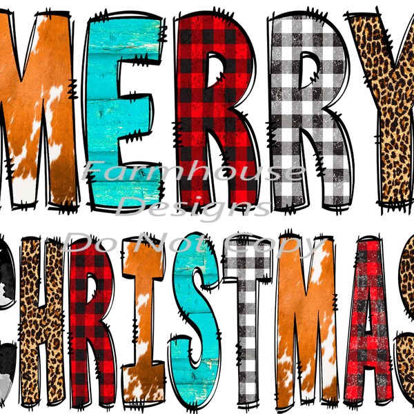 Plaid and Animal Print Merry Christmas wording, colorful design, Digital Download, Shirt Design, Door sign Png, digital download, png file