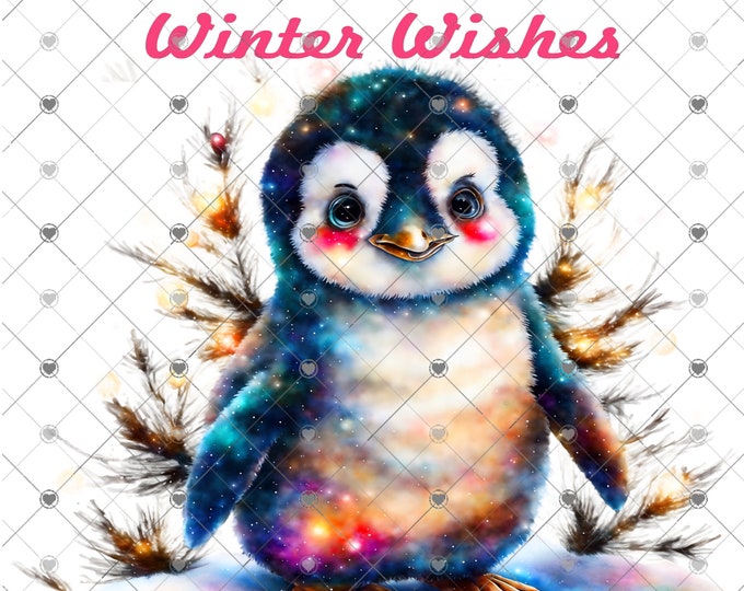 Warm Winter Wishes, bright colored, Cute, Festive Penguin Christmas Download, Shirt Design, Png, digital download, png, sign png