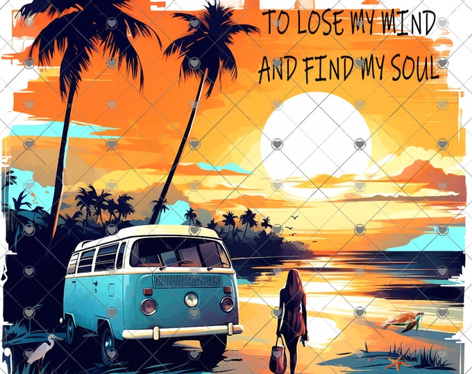 Beach Scene, Vintage Van, Into the Ocean I go, summer design, funny shirt design, digital download, Png file