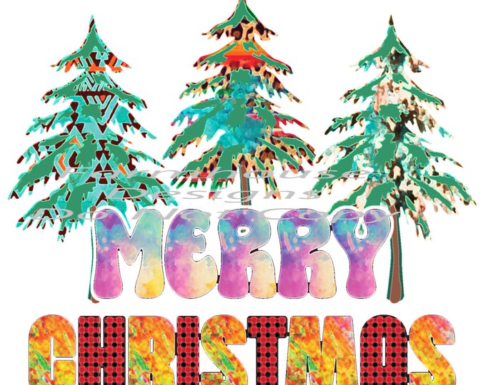 Merry Christmas, colorful Pine Tree design, Digital Download, Shirt Design, Door sign Png, digital download, png file