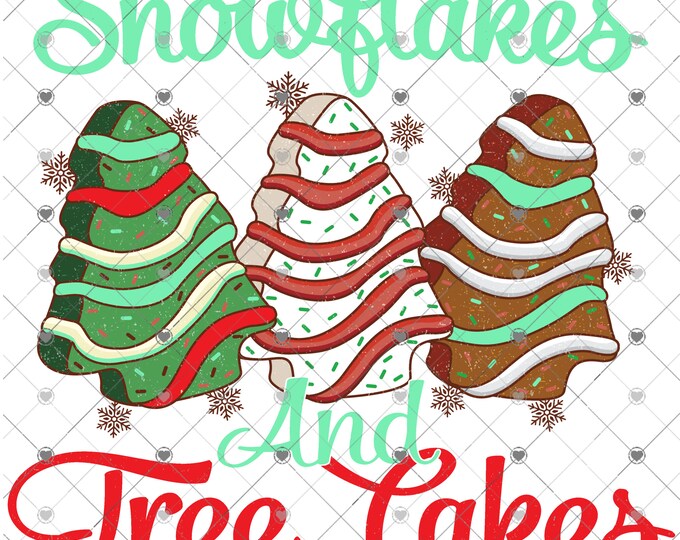 Snowflakes and tree cakes, Christmas Tree Cakes, sublimation transfer or White Toner Transfer