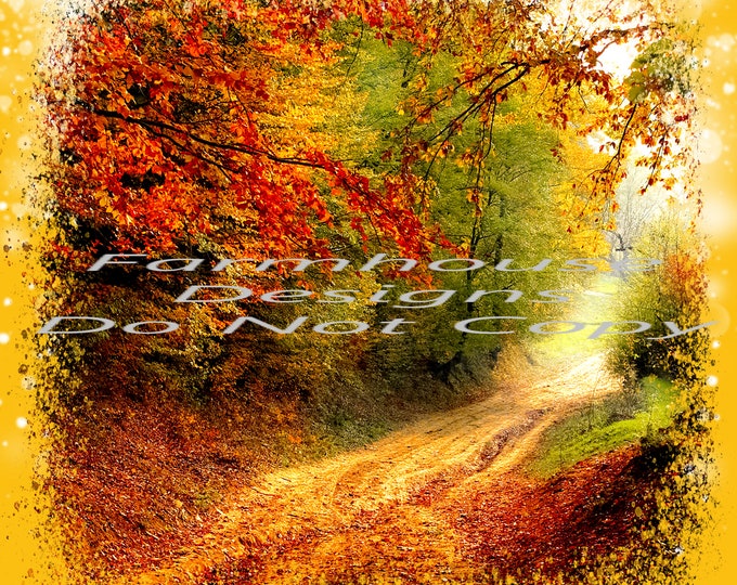 Fall Background design, Country Road and Trees, digital download, png file, fall design