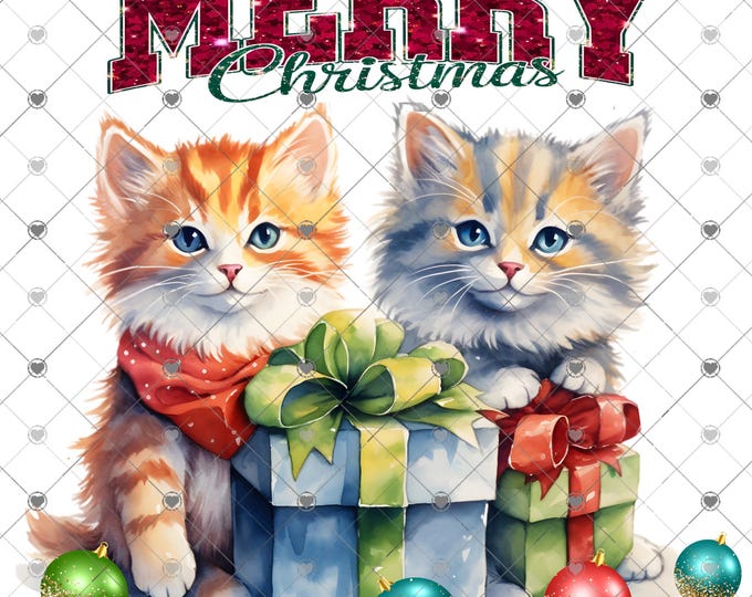 Merry Christmas, Kittens with Presents, Christmas Download, Funny Christmas design, Shirt Design, Png, digital download