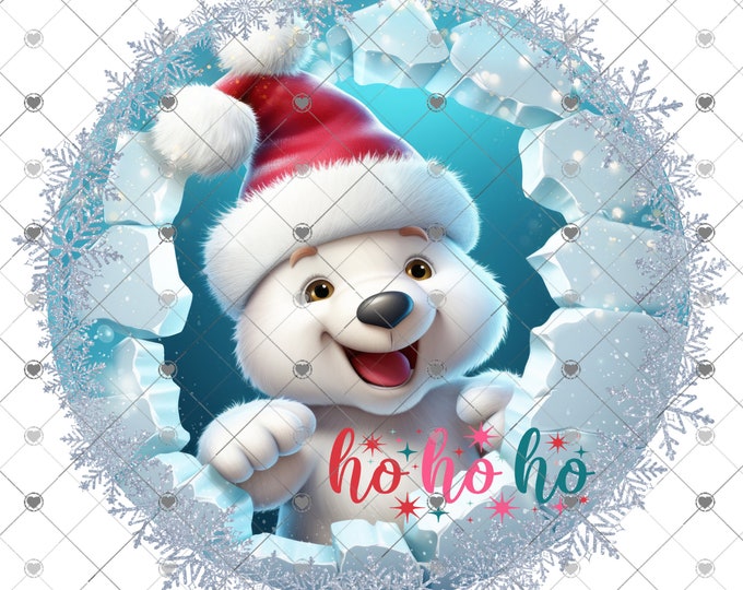 Baby Polar Bear, Ho Ho Ho, children's shirt design, Digital Download, Shirt Design, Door sign Png, digital download, png file