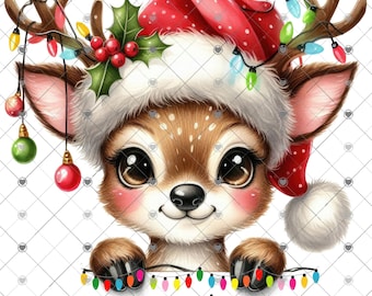 Lindo reno bebé, feliz y brillante Navidad, descarga, diseño de camiseta, Png, descarga digital, png