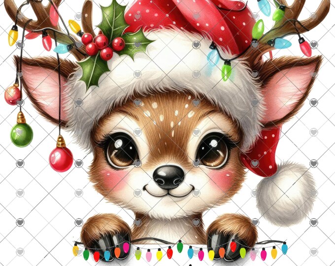 Cute Baby Reindeer, Merry and Bright Christmas Download, Shirt Design, Png, digital download, png