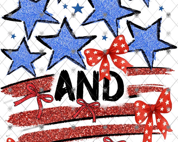 Stars and Stripes, Cute Bows, Fourth of July, design download, Png, digital download, shirt design
