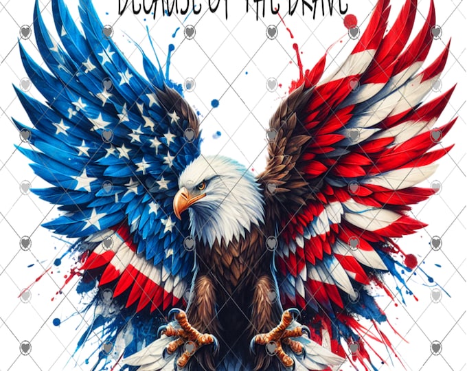Patriotic Eagle, Land of the free because of the brave, fourth of July design download, Png, digital download, Png file