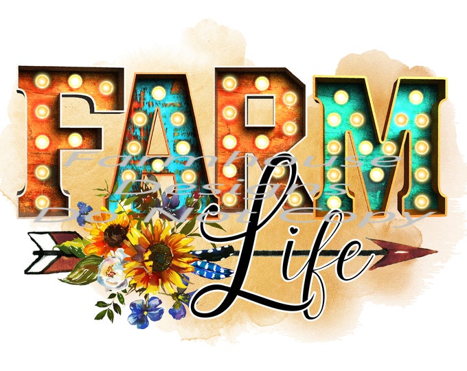 Farm Life , Rustic country, sublimation transfer Or White Toner Transfer