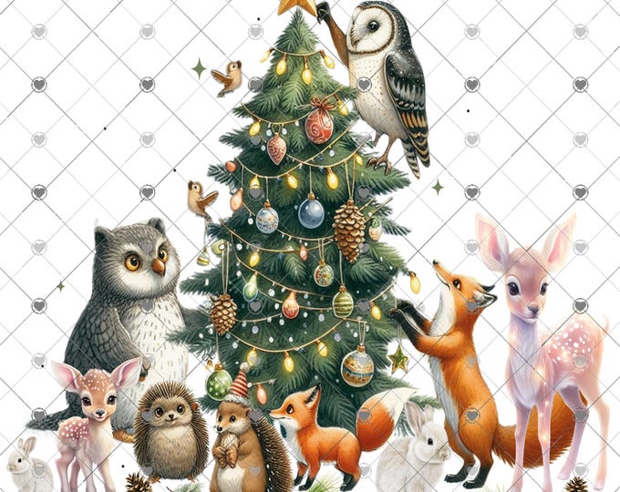 Let Heaven and nature sing, wildlife, animals around Christmas Tree Download, Christmas Shirt Design, Png, digital download, png,