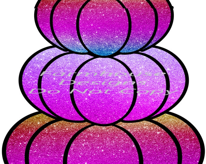 Glittered Pumpkins, Bright Colors, Purple, Pink, Blue ombre Fall print, digital download, png file, fall design, shirt design