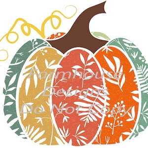 Decorative Fall Pumpkins, multi -colored, three unique color themes, Fall print, digital download, png file, fall design, shirt design