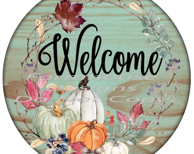 Pumpkins and Leaves Fall welcome sign, Round Door sign Png,  download, round door png, welcome sign