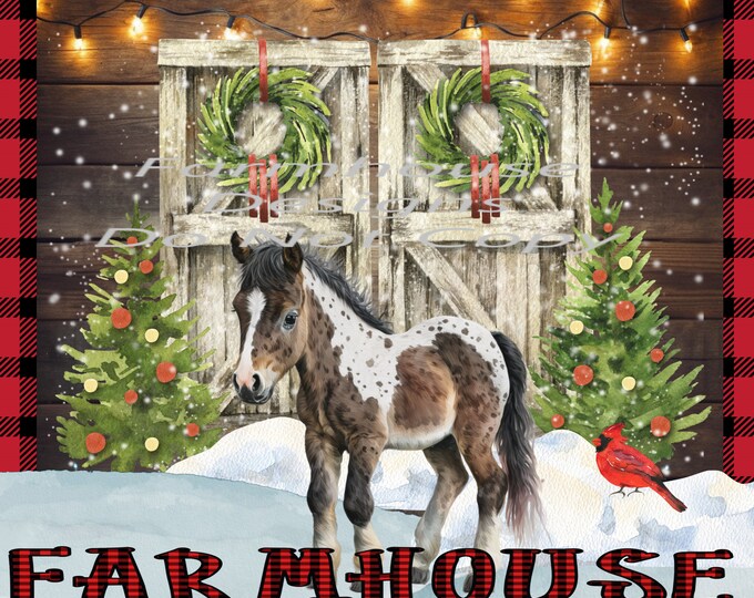 Farmhouse Christmas, Horse, barn Doors scene, Digital Download, Shirt Design, Door sign Png, digital download, png file