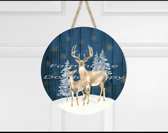Deer and Trees winter scene, door hanger