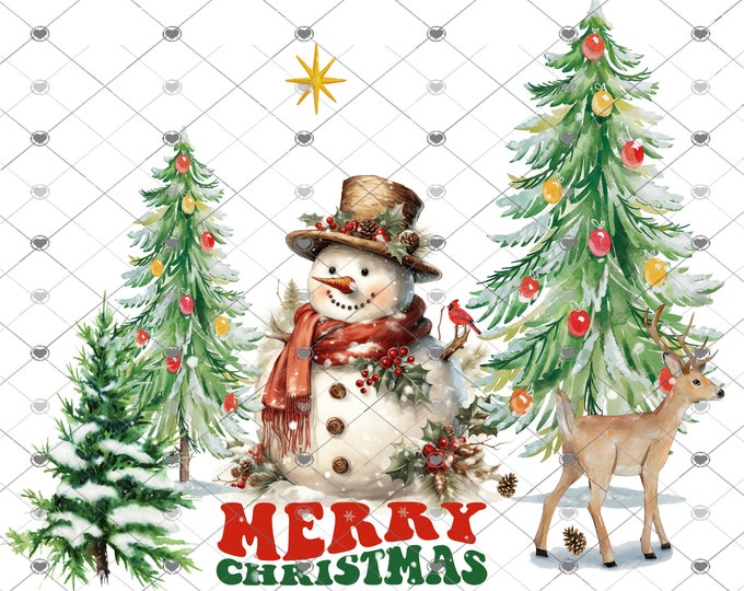 Rustic Snowman, deer Christmas scene, Christmas Download, Shirt Design, Png, digital download, png, sign png