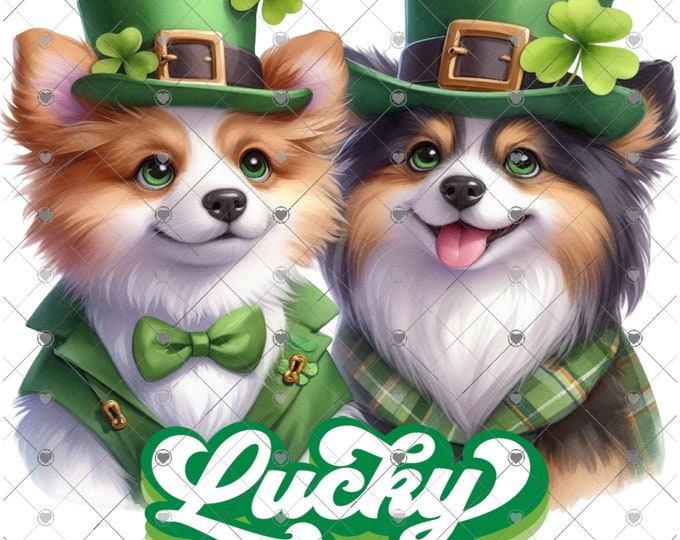 Lucky, St Patrick's Day Puppies, cute children's shirt Png, download, digital download