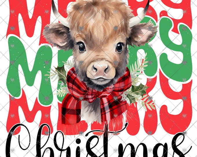 Merry Christmas highland cow,  Christmas Download, Shirt Design, Png, digital download, png, sign png