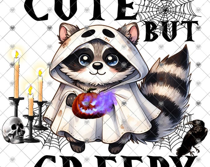 Happy Halloween, cute but creepy, Raccoon ghost download, png file, shirt design, png, Children's shirt png
