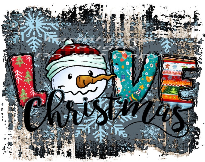 LOVE Christmas, Snowman, western print, snowman, country png, digital download, png file, shirt design