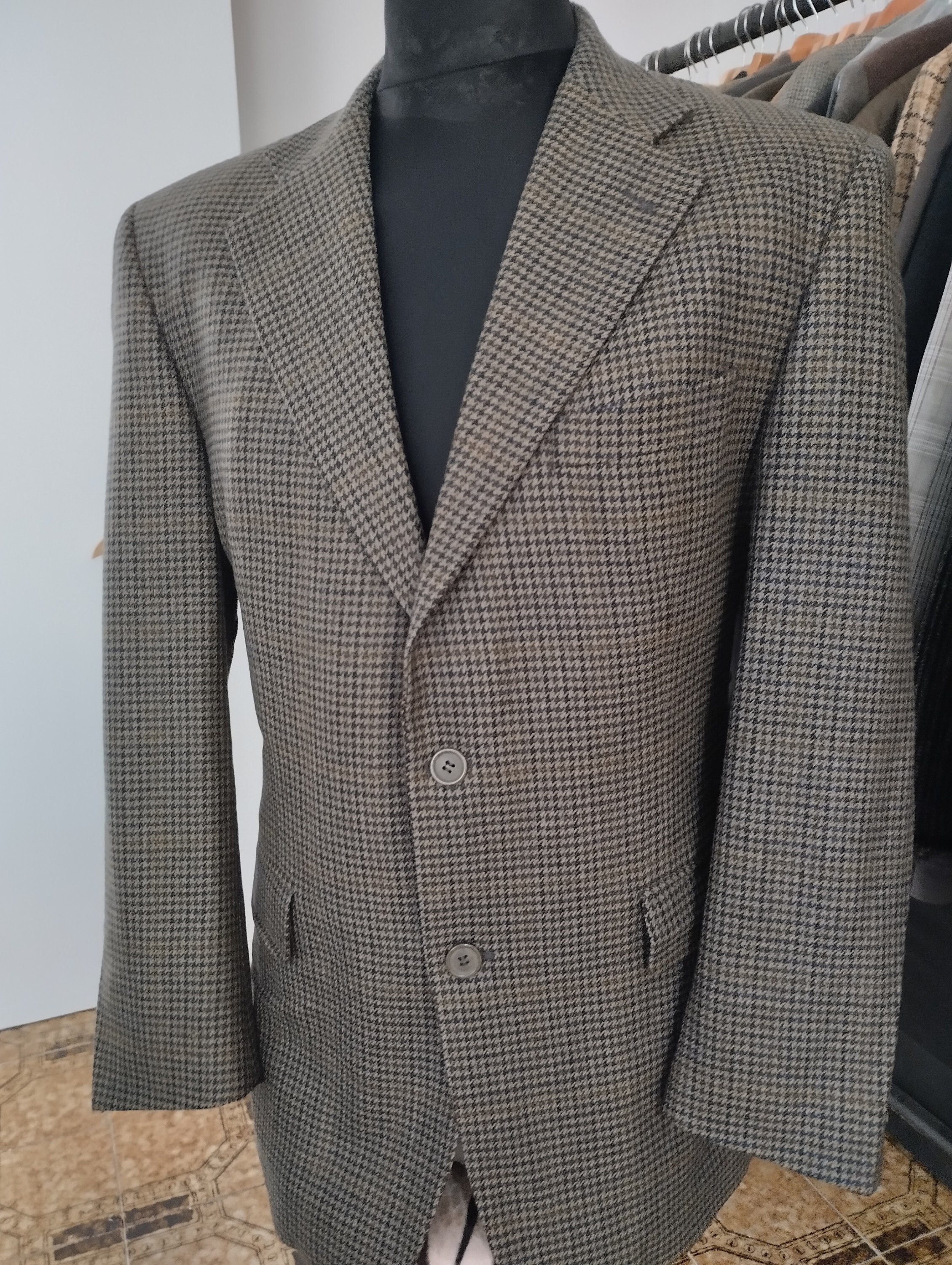 Lovely Mens Vintage Dogtooth Tweed Blazer Jacket 42 Reg. Pure Wool Etsy Ireland