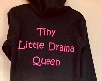 Girls & Boys Black Cotton Hooded Top, can be fully Personalised