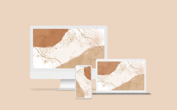 Boho Laptop Wallpaper Beige Phone Wallpaper Abstract Neutral | Etsy