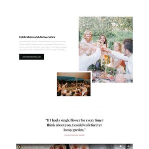 May include: Website homepage for Alpha Flores, a floral design and event planning business. The page features a header with the business name, navigation links, and a call to action. The page includes sections for services, testimonials, and contact information.