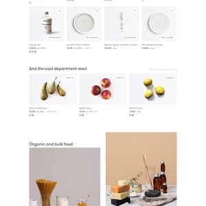 May include: A promotional image for L'Intendance, showcasing a variety of organic and bulk products. The image features glass jars filled with grains, nuts, and liquids, alongside other items like soaps and cosmetics. The text reads "The best of bulk".