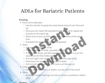 Rehabilitación de cuidados intensivos, AVD para pacientes bariátricos, terapia ocupacional, terapia ocupacional, fisioterapia, guía de estudio, hoja de referencia