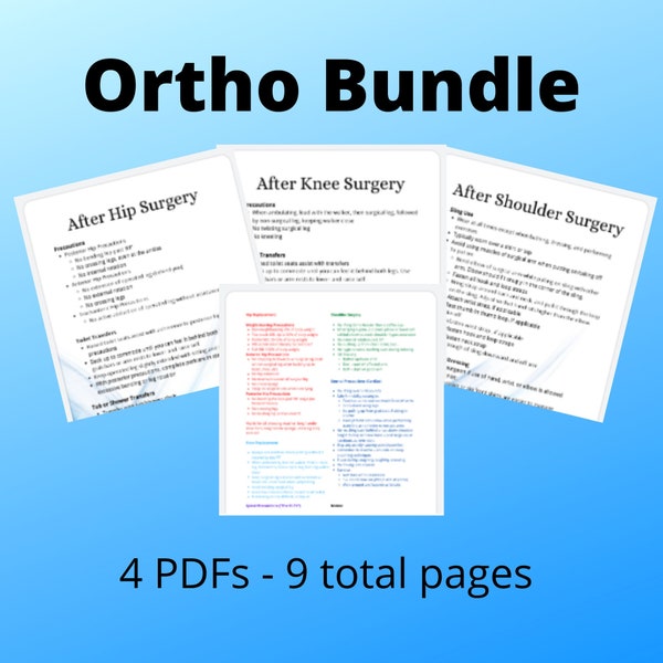 Acute Care Rehab, Ortho Bundle, Precautions, Occupational Therapy, OT, Physical Therapy, Study Guide, Cheat Sheet