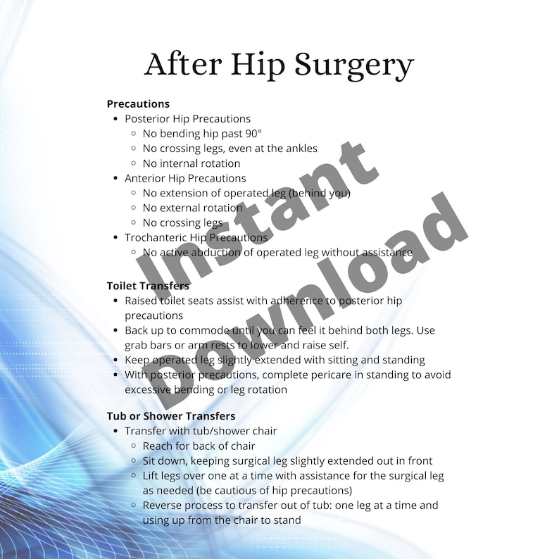 Acute Care Rehab, Hip Surgery, Occupational Therapy, OT Physical Therapy, Study Guide, Cheat ...
